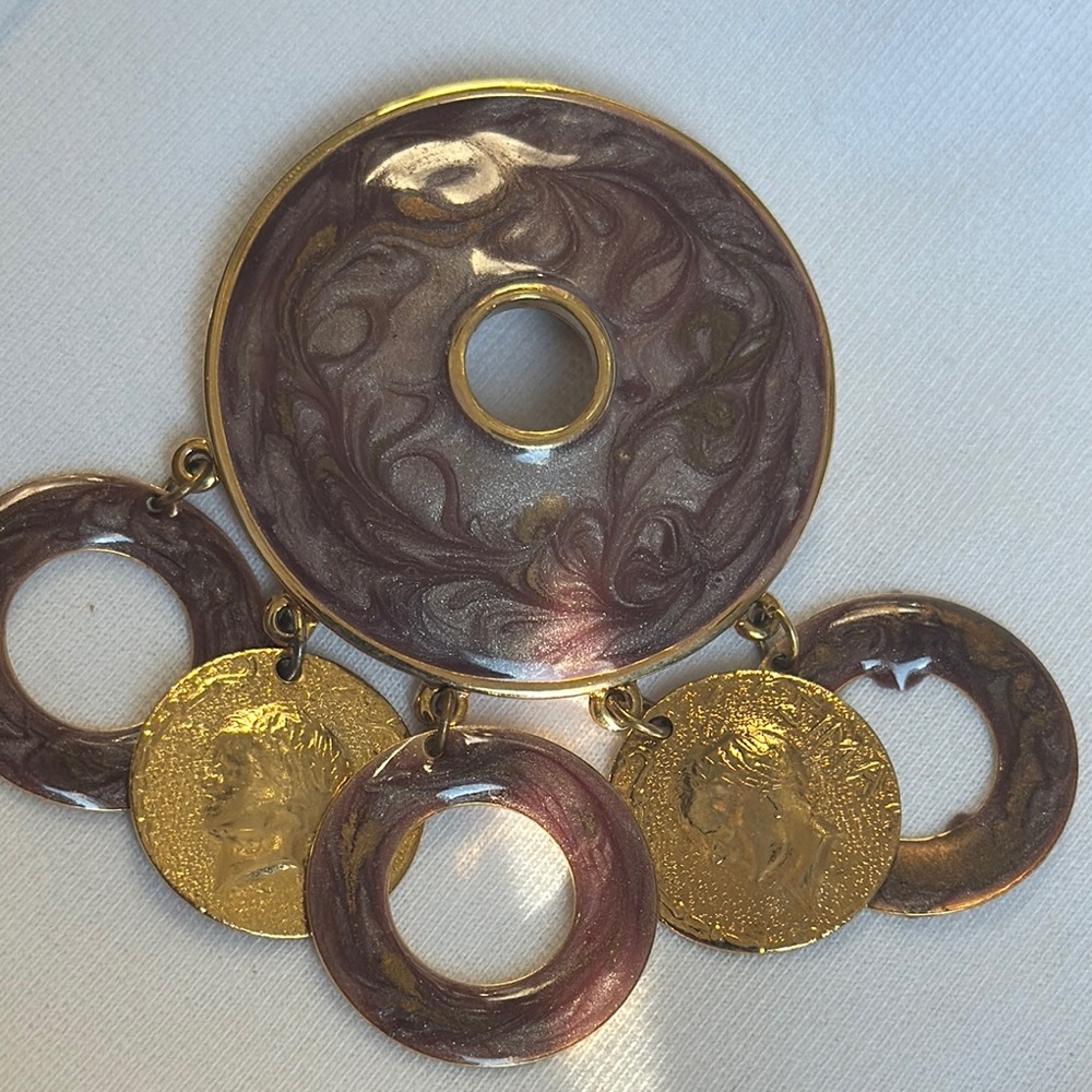 Vintage Purple and Gold Brooch